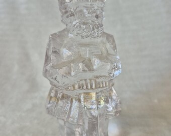 Vintage Pukeberg Sweden Glass Viking Figurine, Uno Westerberg Design, Mid Century Modern Crystal Paperweight, Scandinavian Art Glass