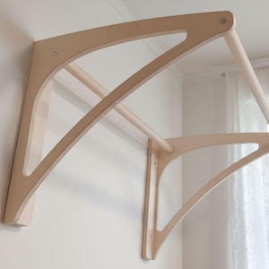 Wall-mounted pull-up bar - large, 82cm wide, wooden, solid, wall-mounted, natural