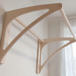 Wall-mounted pull-up bar - large, 82cm wide, wooden, solid, wall-mounted, natural