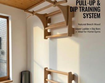 Compact exercise set - dip rail with a pull-on bar plus two small ladders