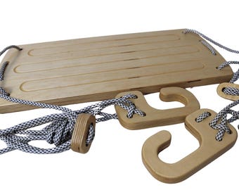 Wooden swing for children and adults - easy to assemble, hangs on a pull-up bar, perfect for home, garden & play!