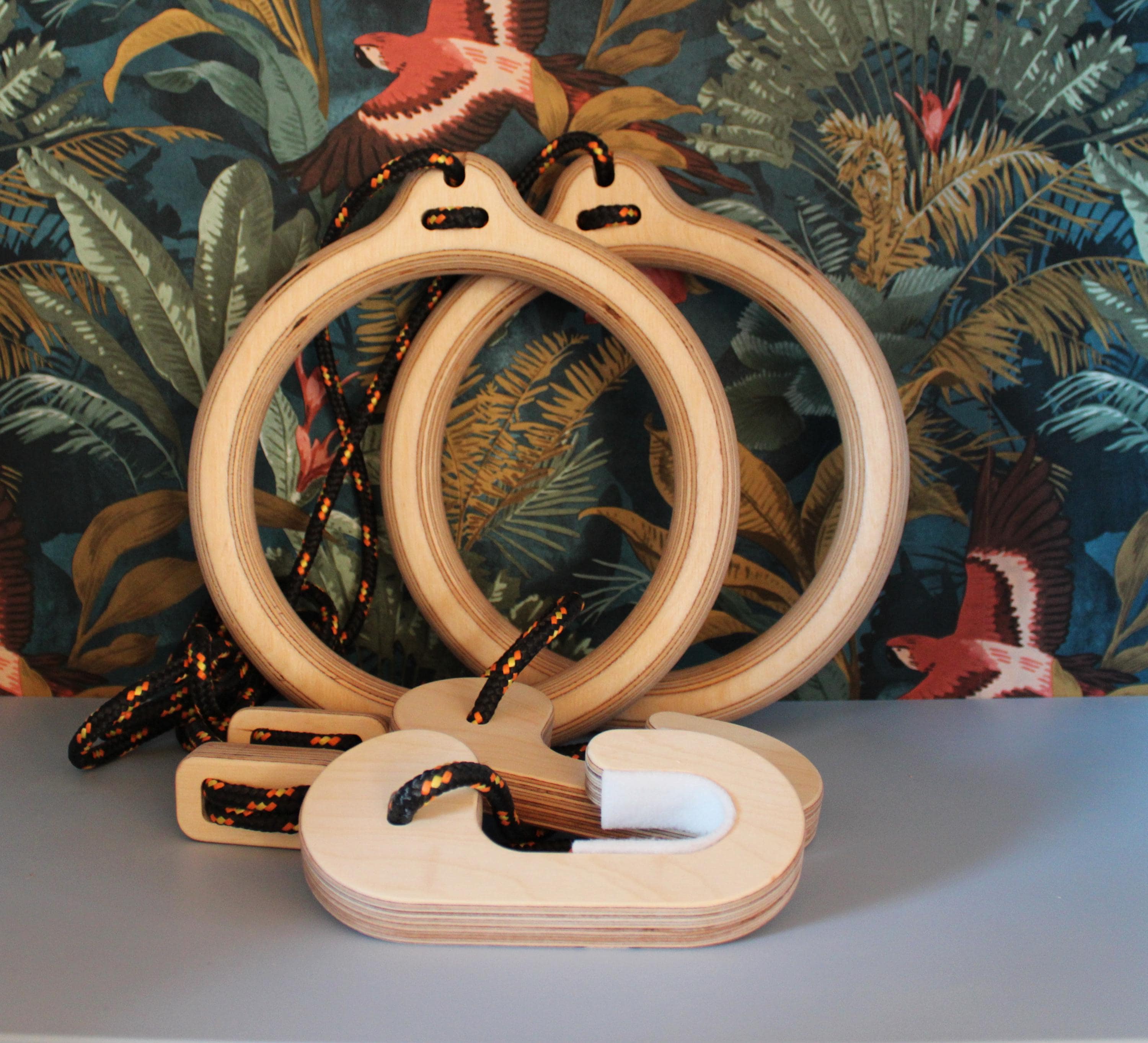 Installing Shoat Rings Wooden Gymnastic Rings, Easy to Install on Hooks, Diameter 25cm, With ...