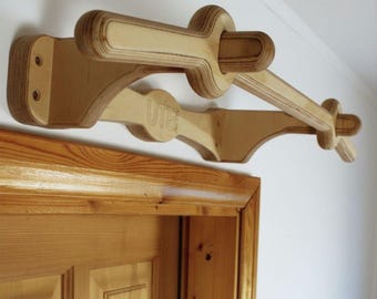Wooden pull-up bar "Bull Horns" - Strong, wall-mounted, various exercises, attachable and lockable additional bar.