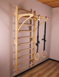 Gymnastic ladder, training, wooden. For children and adults. Set: ladder, bar, rings.