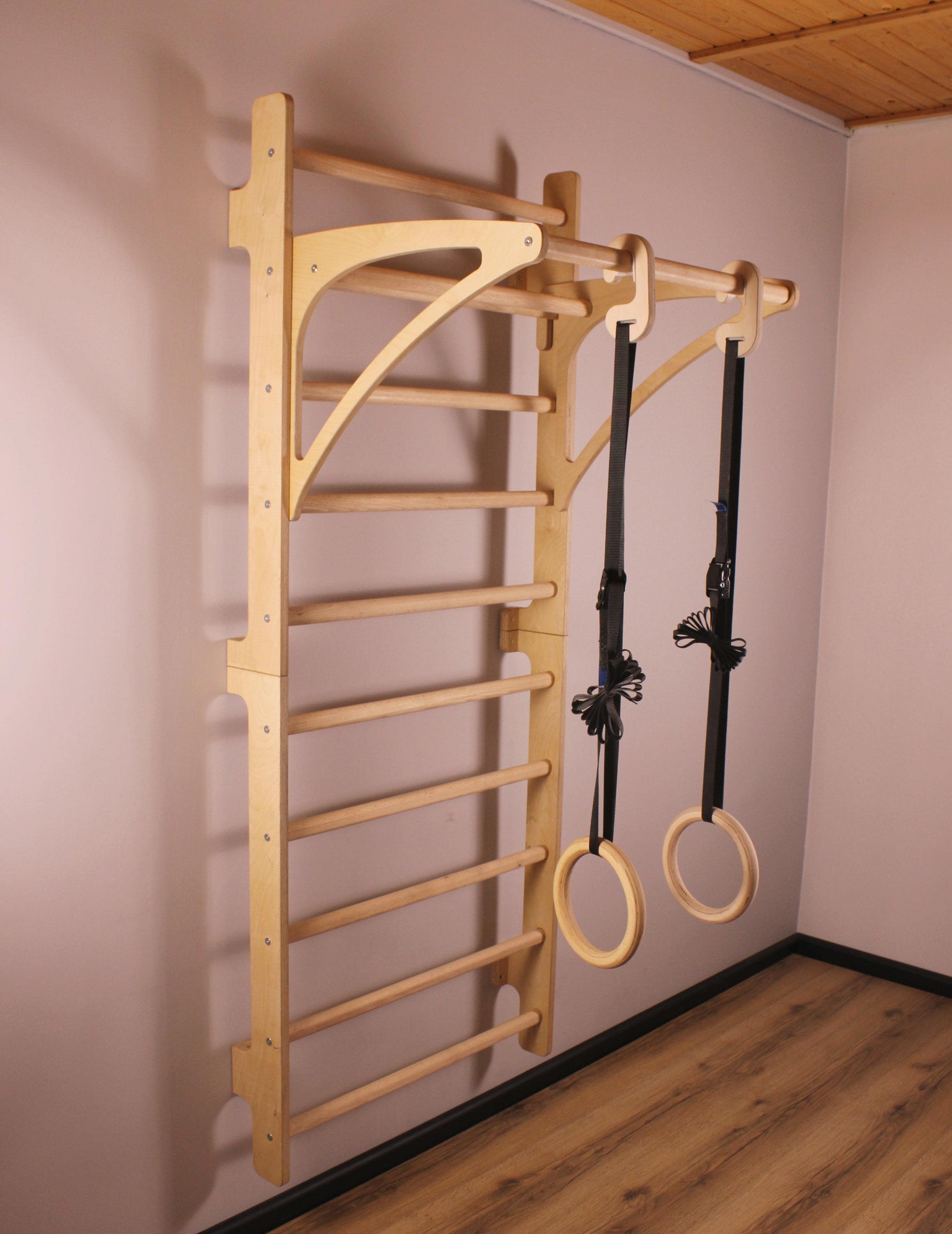 DHT Barra Stalla In Legno – Scala Svedese 9 Aste, Montaggio A Parete, 500kg - 2