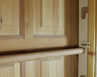 Barre de traction avec verrou, 5 niveaux, en bois, hauteur max. 100 cm ! Réglage facile, naturelle