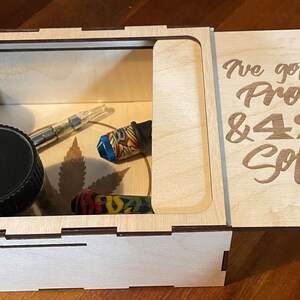 Stash Box w/ Built-In Rolling Tray-Top Reads I've got 99 Problems & 420 Solutions 200mmx150mmx75mm approx. 8x6x3 image 6