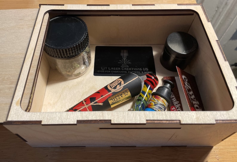 Stash Box w/ Built-In Rolling Tray-Top Reads I've got 99 Problems & 420 Solutions 200mmx150mmx75mm approx. 8x6x3 image 7