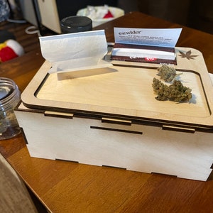 Stash Box w/ Built-In Rolling Tray-Top Reads I've got 99 Problems & 420 Solutions 200mmx150mmx75mm approx. 8x6x3 image 5
