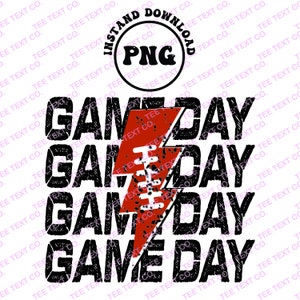Spieltag Fußball Digitale Png-Datei Gestapelte Distressed Blitz Bolt Druckbare Wasserschiebefolie Eisen auf T-Shirt Sublimation Design INSTANT DOWNLOA