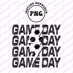 Spiel Tag Fußball Digitale Png-Datei Gestapelt Distressed Blitz Bolt Druckbare Wasserschiebefolie Eisen auf T-Shirt Sublimation Design INSTANT DOWNLOAD
