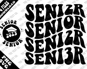 Senior 2023 Png, Senior Svg Cutting File, Senior 2023 Svg, Retro Senior Png, Retro Svg, Wavy Svg, Graduation Png, Graduation Svg, 2023 Grad