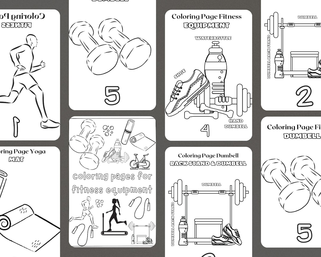 Coloring Printables Fitness Tools Workout Coloring Pages - Etsy