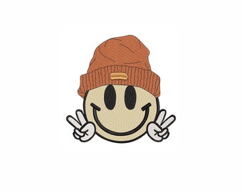 Fall Smile Machine Embroidery Design. 3 Sizes. Fall Embroidery Design. Instant Download