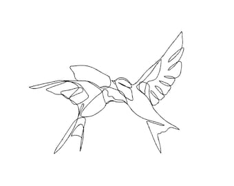 One Line Machine Embroidery Design. 8 Sizes. Birds Embroidery Design. Instant Download. Digital Download.