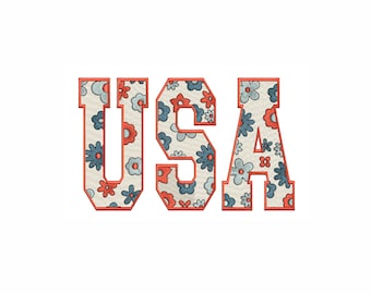 USA Machine Embroidery Design. 5 Sizes. 4th of July Embroidery Design