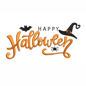 Happy Halloween Machine Embroidery Design. 4 Sizes. Halloween Embroidery Design