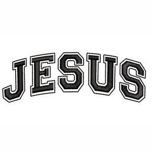 Jesus Machine Embroidery Design. 4 Sizes. Varsity College Font Jesus Embroidery Design