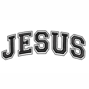 Jesus Machine Embroidery Design. 4 Sizes. Varsity College Font Jesus Embroidery Design