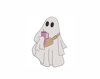 Design de bordado de máquina fantasma. 3 tamanhos. Desenho de bordado de Halloween. Download instantâneo.