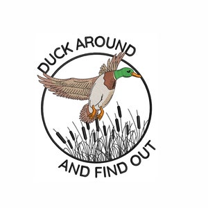 Duck Around Machine Embroidery Design. 7 Sizes. Wildlife Embroidery Design. Bird Embroidery Design. Flying Duck Embroidery Design.