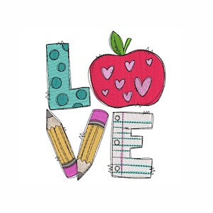 Teacher machine Embroidery Design. 4 Sizes. Apple Teacher Embroidery Design. Pencil Teacher Embroidery. School Machine Embroidery Design