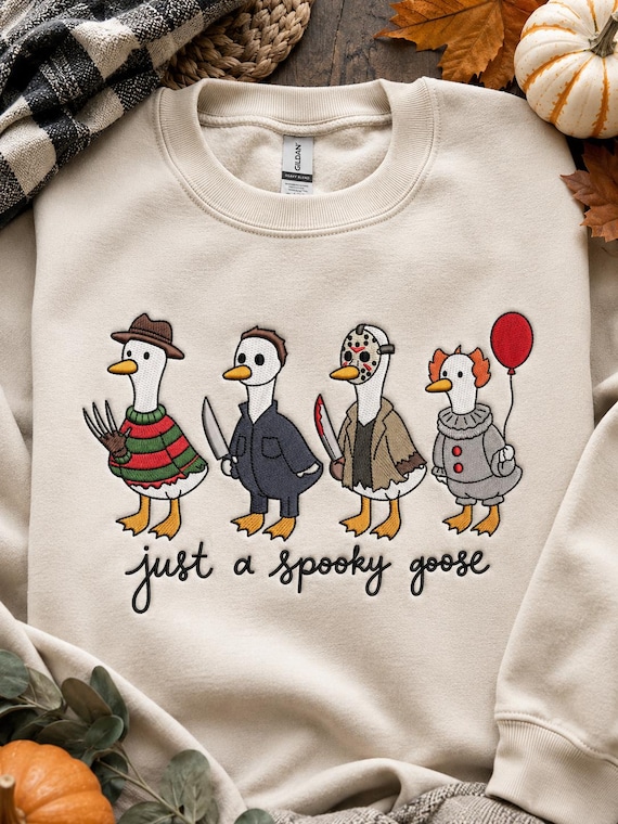 Spooky Goose 4 Sizes Embroidery Design, Halloween Goose Embroidery File, Horror Movie Goose Machine Embroidery, Funny Halloween Embroidery.