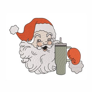 Santa Machine Embroidery Design. 4 Sizes. Merry Christmas Embroidery Design. Christmas Vibes Embroidery Design.