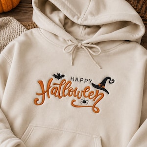 Happy Halloween Machine Embroidery Design. 4 Sizes. Halloween Embroidery Design