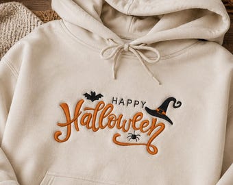 Happy Halloween Machine Embroidery Design. 4 Sizes. Halloween Embroidery Design