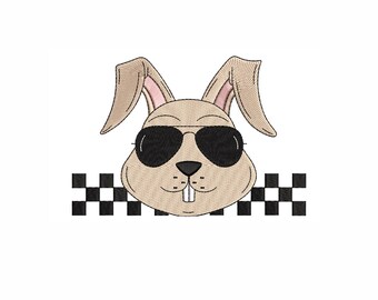 Mini lapin avec motif de broderie Machine à lunettes. 5 tailles. Motif de broderie de Pâques