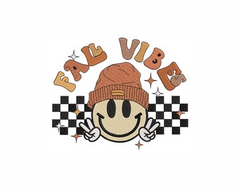 Fall Vibes Machine Embroidery Design. 4 Sizes. Autumn Embroidery Design. Smile Autumn Embroidery Design