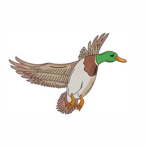 Duck Machine Embroidery Design. 6 Sizes. Wildlife Embroidery Design. Bird Embroidery Design. Digital Download. Flying Duck Embroidery Design