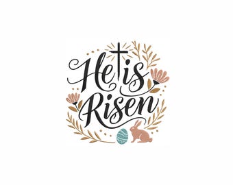 He is Risen Machine Embroidery Design. 6 Sizes. Retro Easter Embroidery Design. Easter Bunny Embroidery Design. Easter Jesus Embroidery.