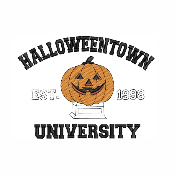 Halloweentown 1998 Machine borduurwerk ontwerp. 4 maten. Halloweentown Universiteit borduurwerk ontwerp. Pompoen borduurwerk. Directe download