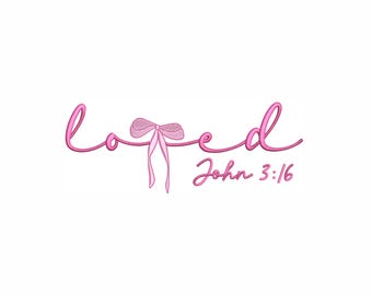 Adorei o design de bordado à máquina de João 3:16. 7 tamanhos. Design de bordado cristão de dia dos namorados. Design de bordado de dia dos namorados de Jesus.