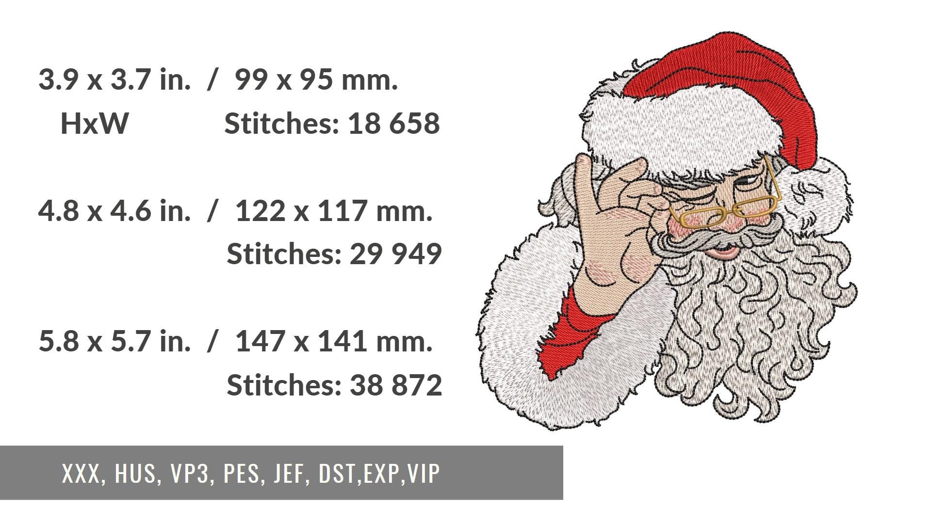 Machine Embroidery Split Santa Santa Machine Embroidery Design. 3 Sizes. Merry Christmas Embroidery ...