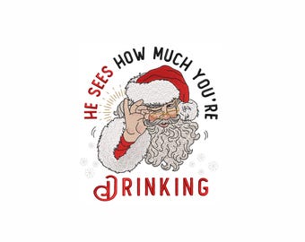 Funny Santa Machine Embroidery Design. 5 Sizes. Merry Christmas Embroidery Design. Christmas Vibes Embroidery Design. Digital Download.