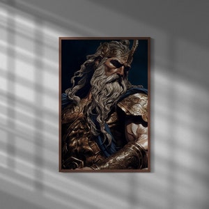 Zeus/Greek Mythology/Greek God Art/Greek Mythology Print/Zeus Print/God Of War/Greek God Print/Greek God Portrait/Vintage Zeus Portrait