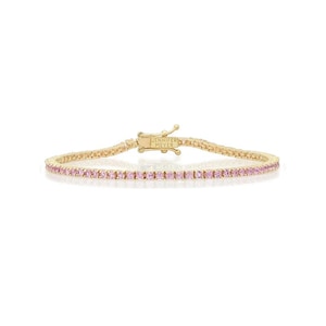 14k gold Pink Sapphire Tennis Bracelet, dainty Bracelet / Natural Pink Sapphire Bracelet, Thin Stacking Bracelet,wedding Bracelet for her
