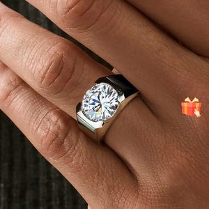 4 karaat ronde briljant geslepen witte saffier Verlovingsring voor heren Trouwring Bruidsbelofte Statementring Jubileum voor haar