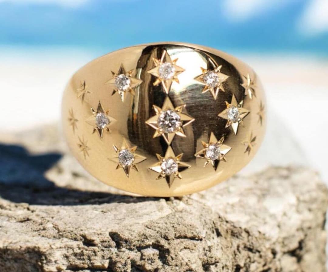 Bomb Star Rings Bomb Diamond Ring, Star Dome Ring Star Ring, Minimalist Ring,statement ...