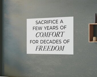 Póster fotográfico Sacrificio por la libertad - Póster motivacional para la oficina - Póster de pared - Decoración de pared - Decoración de oficina - Póster de papel - Libertad