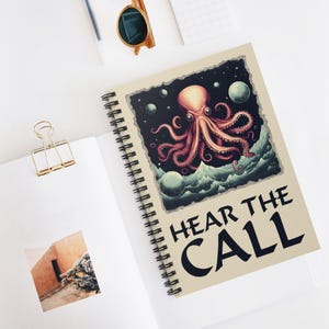 Cosmic Octopus Spiral Notebook - Cthulhu Inspired Journal, Lovecraftian Sea Creature Diary, Ruled Line Notepad, Planner, School Supplies