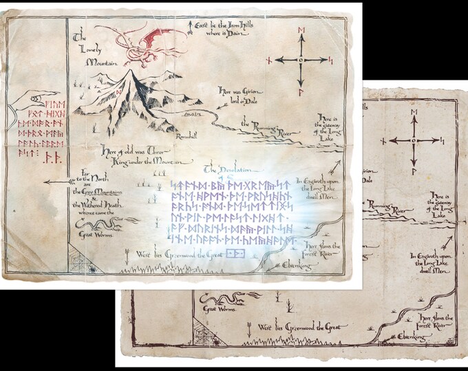 Printable Props From the Hobbit Thorin's Map With &amp; Without Moon Runes ...