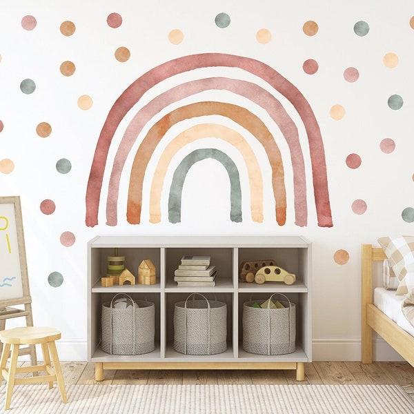 BOHO Rainbow Wall Decal with Polka Dot/ Rainbow Nursery Decor/ Boho Rainbow Wall sticker / Watercolor rainbow wall decal / Boho dot