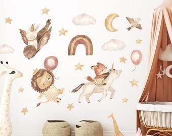 Sticker mural chambre d'enfant BOHO / Sticker mural arc-en-ciel bohème / Sticker mural chambre de bébé magique