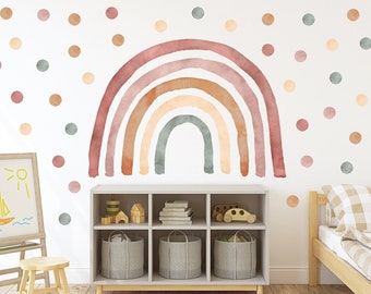 BOHO Rainbow muur sticker met Polka Dot/Rainbow kwekerij decor/Boho Rainbow muur sticker/aquarel Rainbow muur sticker/Boho dot