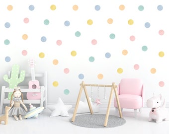 50 stickers muraux pastel à pois / Décoration pastel pour chambre de bébé / Stickers muraux pois pastel