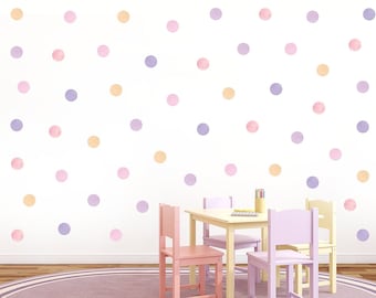 50 stickers muraux à pois / Décoration bohème pour chambre d'enfant / Stickers muraux pois violets